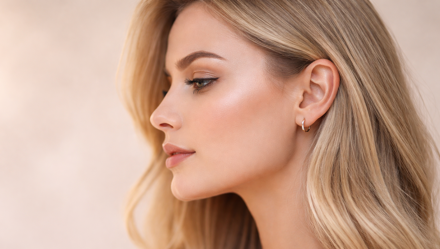 Side profile showing smooth ‘Hollywood nose’ appearance created with non-surgical rhinoplasty fillers